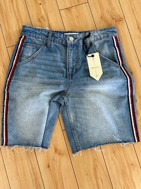Denim Side-Stripe women’s Shorts - Blue